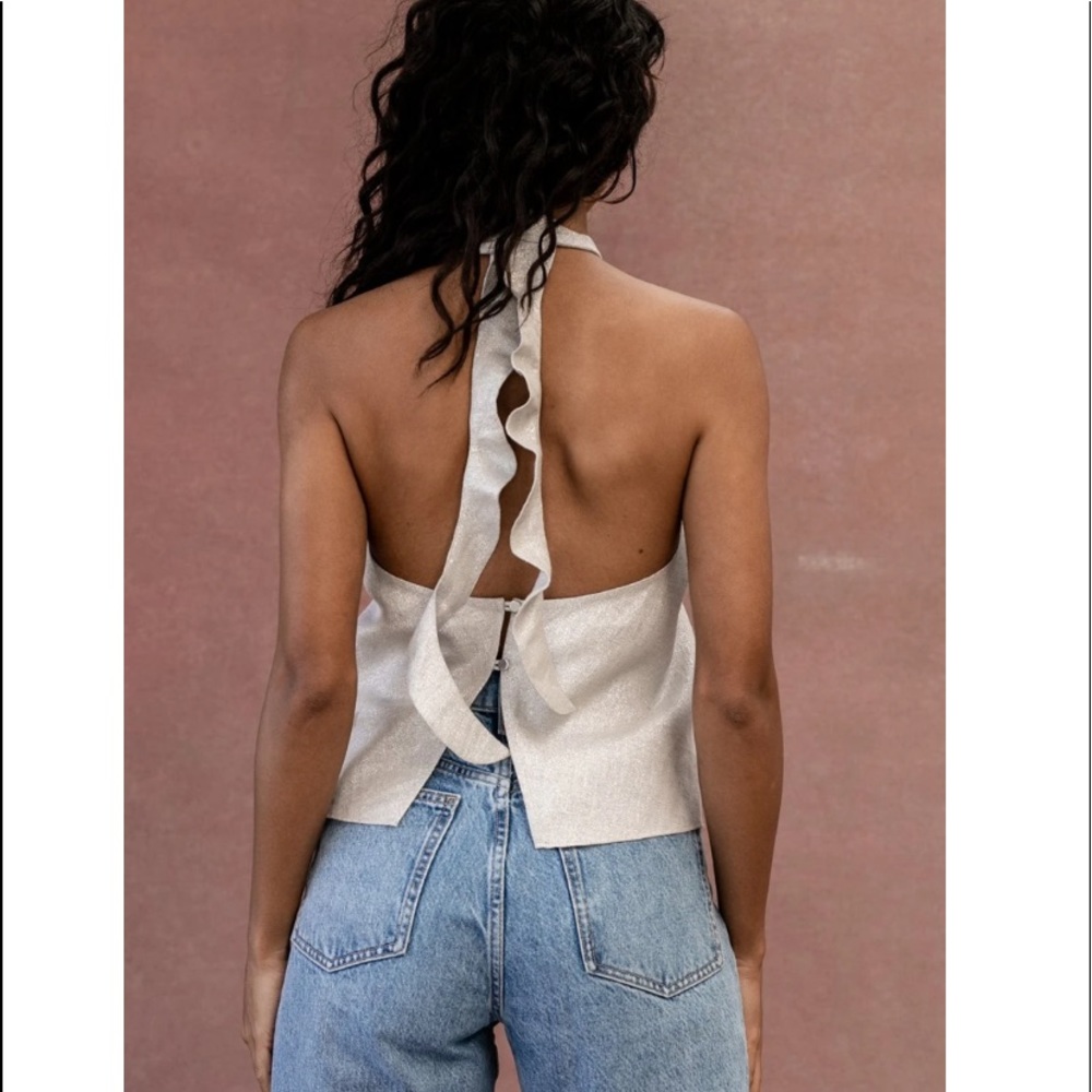 Nwt Posse Delphine Top In Natural Sparkle Small - image 4